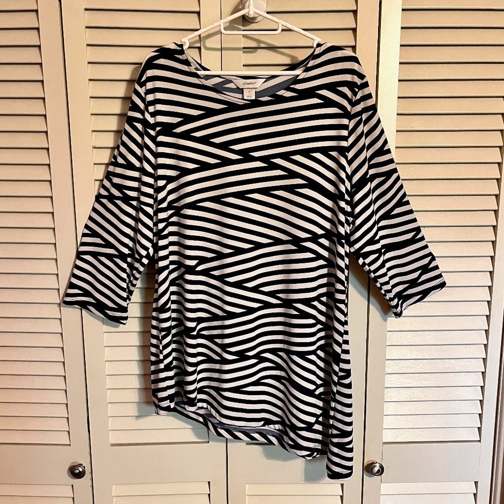 CJ Banks * Size 1X * Asymetrical Tunic * Flowing Material * 3/4 Sleeve * Exc Con